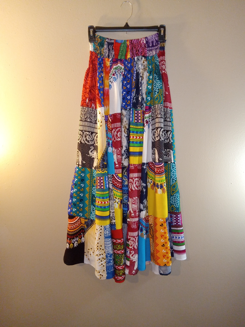 Boho Patchwork Maxi Skirt - Vibrant Multicolor